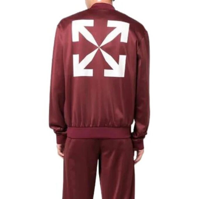Off-White Herre FW22 Arrow Pattern Printing Zipper Casual Jacket Loose Fit Rød