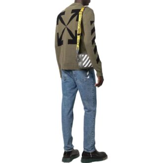 Off-White Herre FW22 Arrows-trykk Koselig Rundhalset Ullgenser Militærgrønn