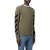 Off-White Herre FW22 Arrows-trykk Koselig Rundhalset Ullgenser Militærgrønn