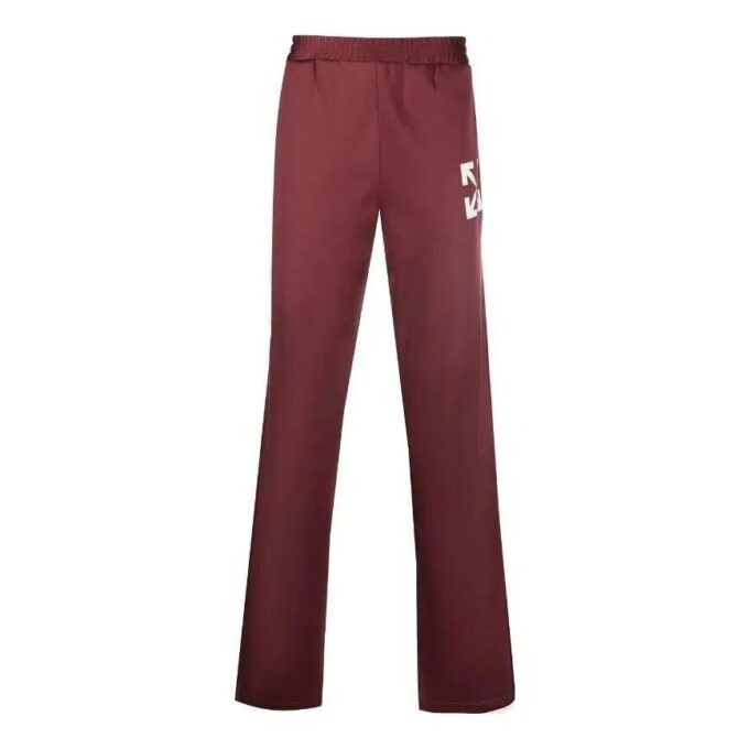Off-White Herre FW22 Arrows-trykk Rett Sportsbukser/Joggebukser Rød
