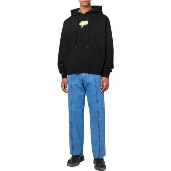 Off-White Herre FW22 Back Arrow-trykk Langermet Løs passform Høst Svart