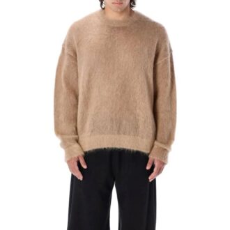 Off-White Herre FW22 Back Arrow-trykk Rundhalset Langermet Pullover Ullgenser Versjon Brun