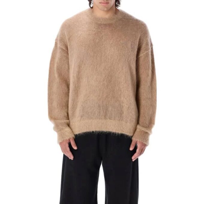 Off-White Herre FW22 Back Arrow-trykk Rundhalset Langermet Pullover Ullgenser Versjon Brun
