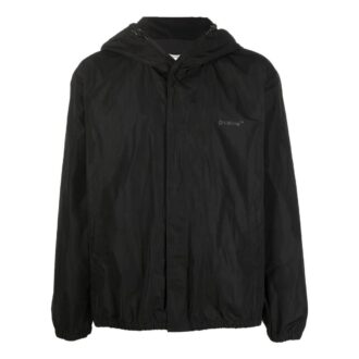 Off-White Herre FW22 Back Classic Logo-trykk hettejakke vanlig versjon svart
