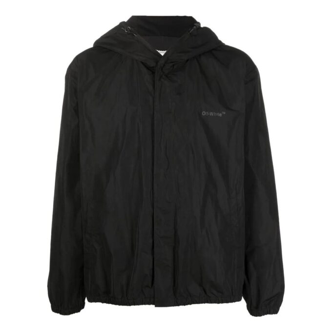 Off-White Herre FW22 Back Classic Logo-trykk hettejakke vanlig versjon svart