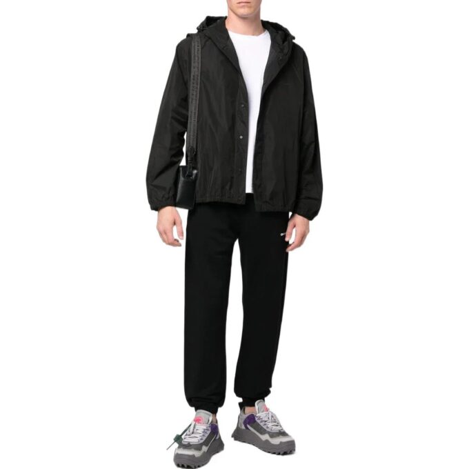 Off-White Herre FW22 Back Classic Logo-trykk hettejakke vanlig versjon svart