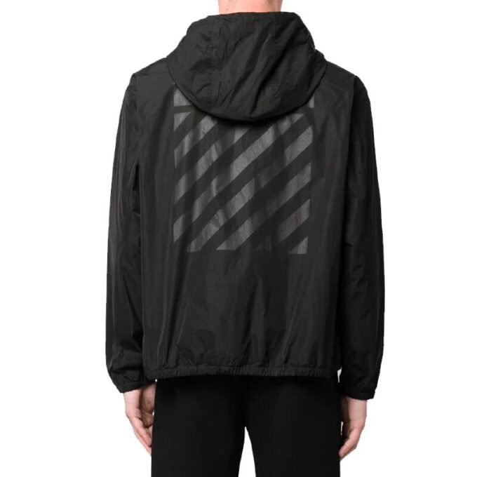 Off-White Herre FW22 Back Classic Logo-trykk hettejakke vanlig versjon svart