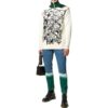 Off-White Herre FW22 Blomstermønster Jacquard Rundhalset Pullover Strikket Ullgenser Versjon Hvit