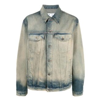 Off-White herre FW22 Distress Denim-versjon grå jakke