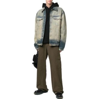 Off-White herre FW22 Distress Denim-versjon grå jakke