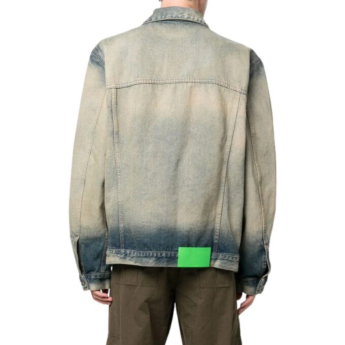 Off-White herre FW22 Distress Denim-versjon grå jakke