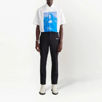 Off-White Herre FW22 Ensfarget Alfabet-trykk Rettbenet Fritidsbukse Standardversjon Svart