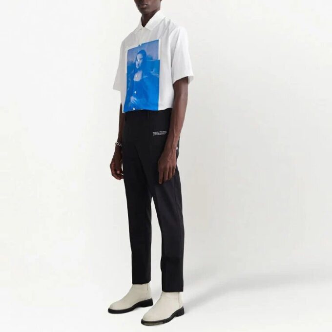 Off-White Herre FW22 Ensfarget Alfabet-trykk Rettbenet Fritidsbukse Standardversjon Svart