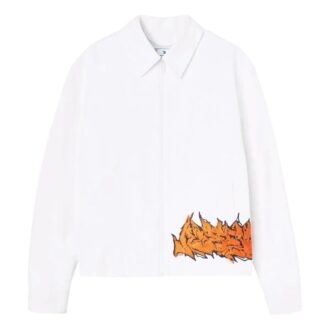 Off-White Herre FW22 Ensfarget Casual jakke med logo-trykk Hvit