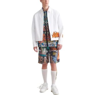 Off-White Herre FW22 Ensfarget Casual jakke med logo-trykk Hvit