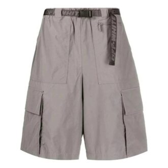 Off-White Herre FW22 Ensfarget Casual shorts med flere lommer og belte Grå