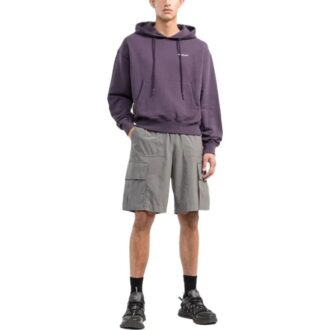 Off-White Herre FW22 Ensfarget Casual shorts med flere lommer og belte Grå