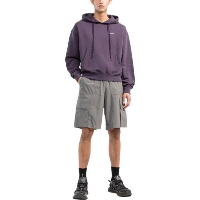 Off-White Herre FW22 Ensfarget Casual shorts med flere lommer og belte Grå