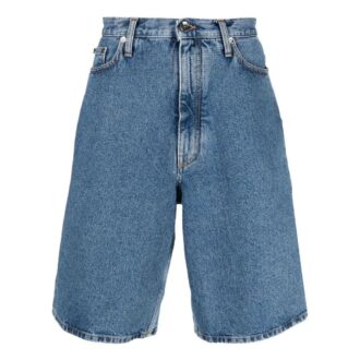 Off-White Herre FW22 Ensfarget Denim-shorts med pilemønster Blå