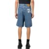 Off-White Herre FW22 Ensfarget Denim-shorts med pilemønster Blå