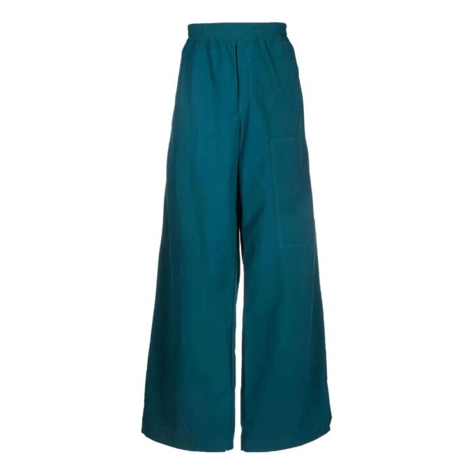 Off-White Herre FW22 Ensfarget elastisk linning, rett ben, casual bukser/bukser, løs passform, blå
