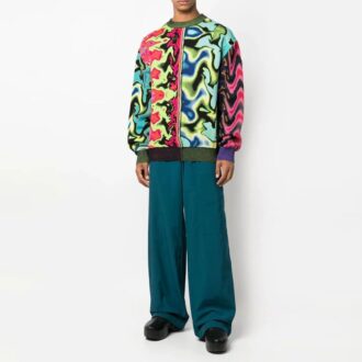 Off-White Herre FW22 Ensfarget elastisk linning, rett ben, casual bukser/bukser, løs passform, blå