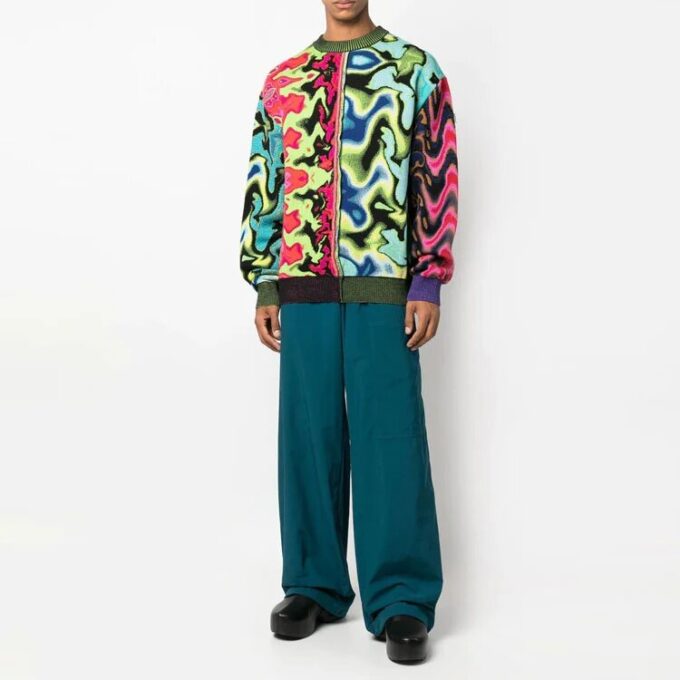 Off-White Herre FW22 Ensfarget elastisk linning, rett ben, casual bukser/bukser, løs passform, blå