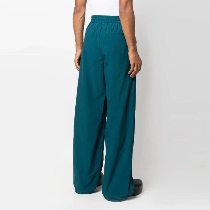 Off-White Herre FW22 Ensfarget elastisk linning, rett ben, casual bukser/bukser, løs passform, blå