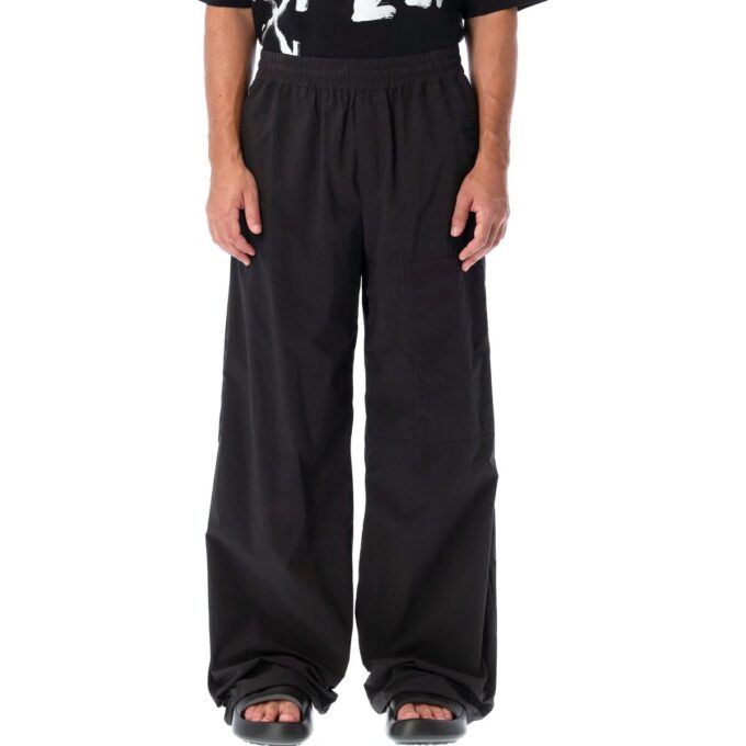 Off-White Herre FW22 Ensfarget elastisk linning, rettskåret fritidsbukser/bukser, løs passform, svart