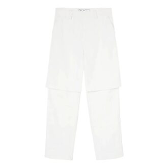 Off-White Herre FW22 Ensfarget fritidsbukser/bukser Løs passform Hvit