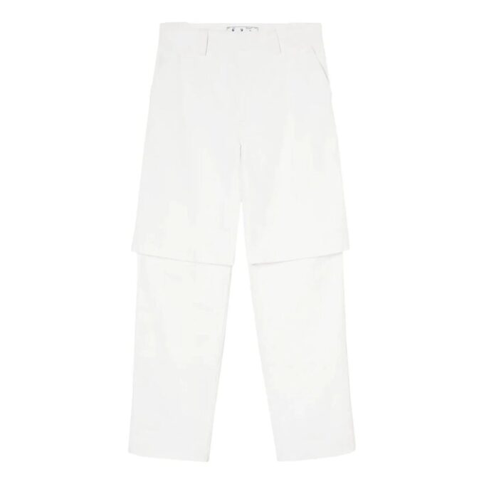 Off-White Herre FW22 Ensfarget fritidsbukser/bukser Løs passform Hvit