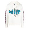 Off-White Herre FW22 Ensfarget Graffiti Langermet Hettegenser Hvit