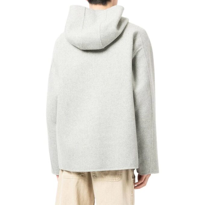 Off-White Herre FW22 Ensfarget halvglidelås-genser med hette i ull Grå