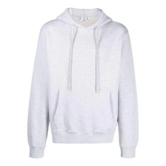 Off-White Herre FW22 Ensfarget Hettegenser med Lange Ermer Grå