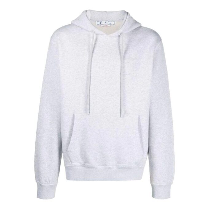 Off-White Herre FW22 Ensfarget Hettegenser med Lange Ermer Grå