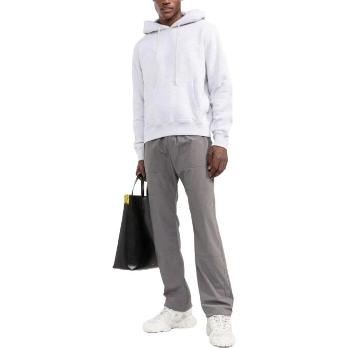 Off-White Herre FW22 Ensfarget Hettegenser med Lange Ermer Grå