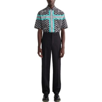 Off-White Herre FW22 Ensfarget Høy midje Rett Casual Bukser/Lange bukser Versjon Svart