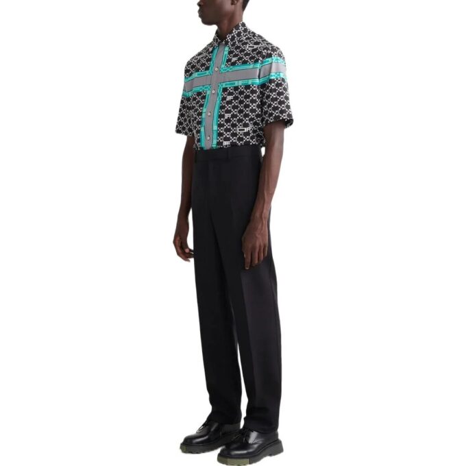 Off-White Herre FW22 Ensfarget Høy midje Rett Casual Bukser/Lange bukser Versjon Svart