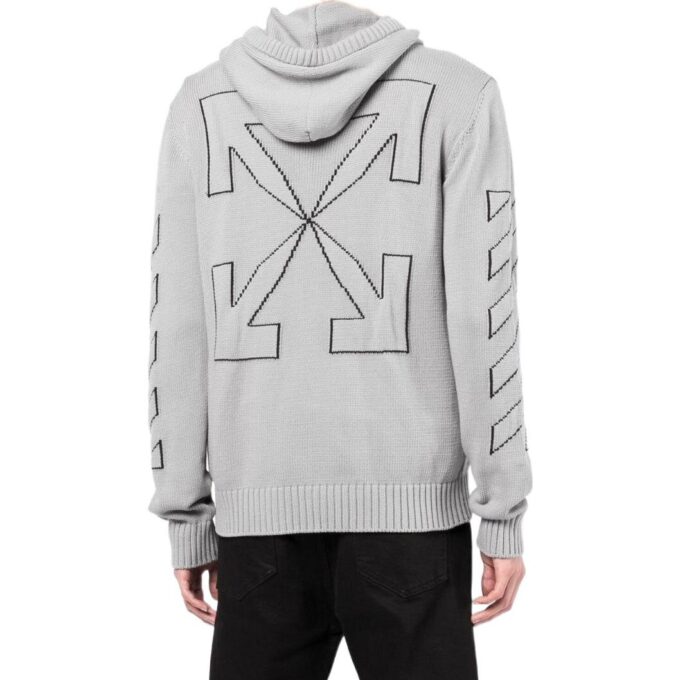 Off-White Herre FW22 Ensfarget jakke med logo-trykk og hette, lys grå