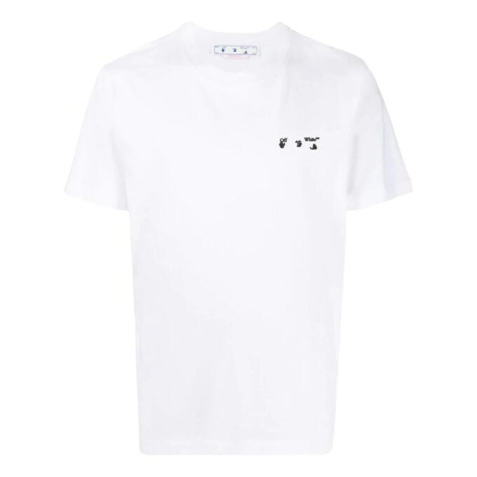 Off-White Herre FW22 Ensfarget Logo Alfabet-trykk Rund hals Kort ermet Hvit T-skjorte