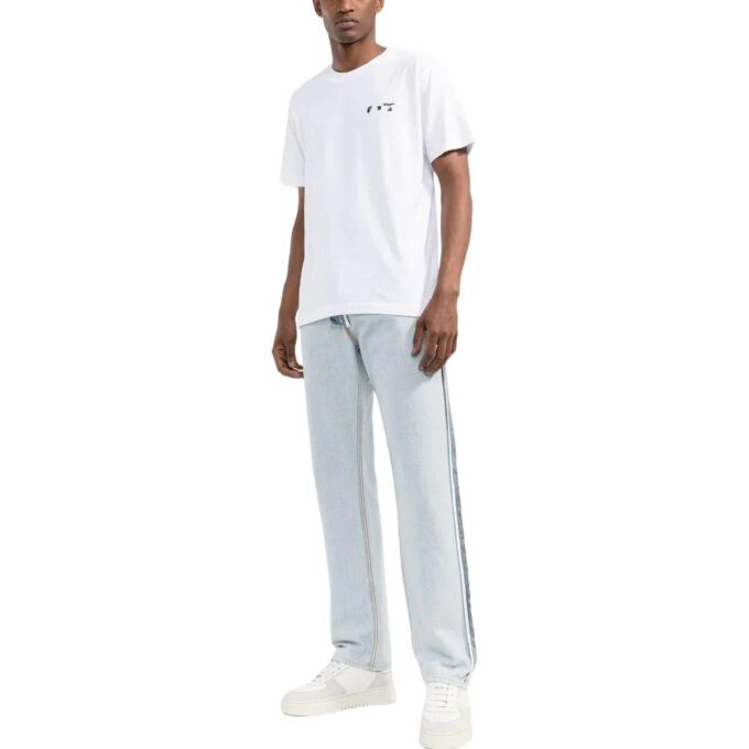 Off-White Herre FW22 Ensfarget Logo Alfabet-trykk Rund hals Kort ermet Hvit T-skjorte
