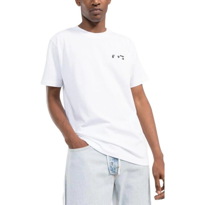 Off-White Herre FW22 Ensfarget Logo Alfabet-trykk Rund hals Kort ermet Hvit T-skjorte