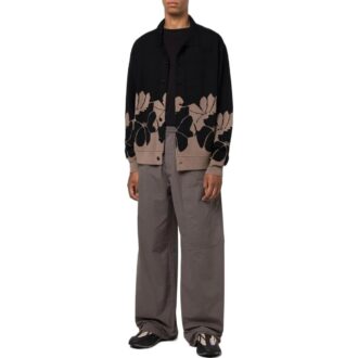 Off-White Herre FW22 Ensfarget Logo-brodert Casual Bukser/Løs Passform Grå