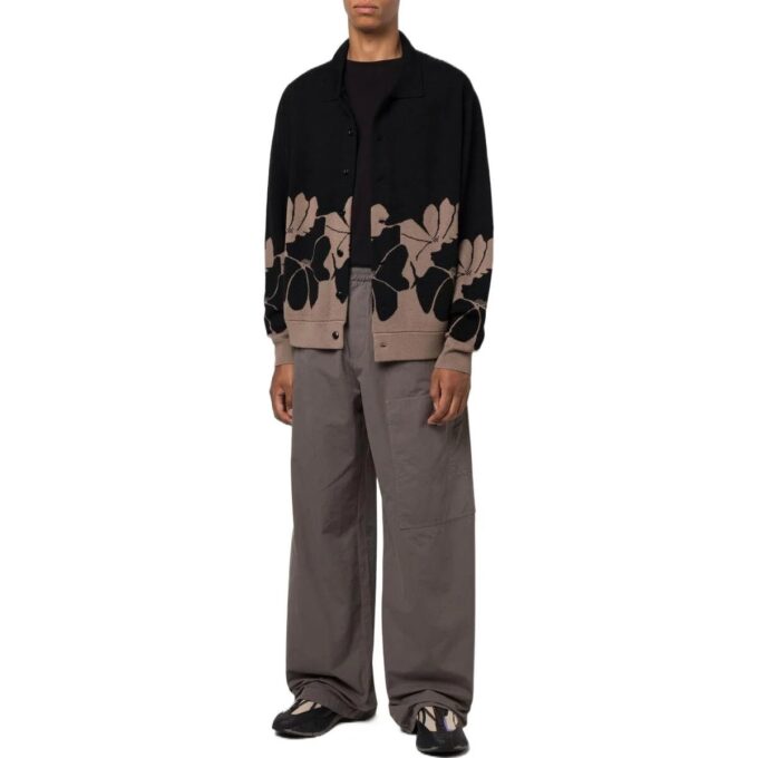 Off-White Herre FW22 Ensfarget Logo-brodert Casual Bukser/Løs Passform Grå