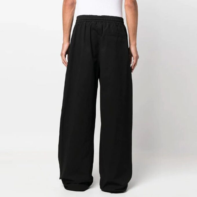 Off-White Herre FW22 ensfarget logo-brodert fritidsbukser/bukser løs passform svart