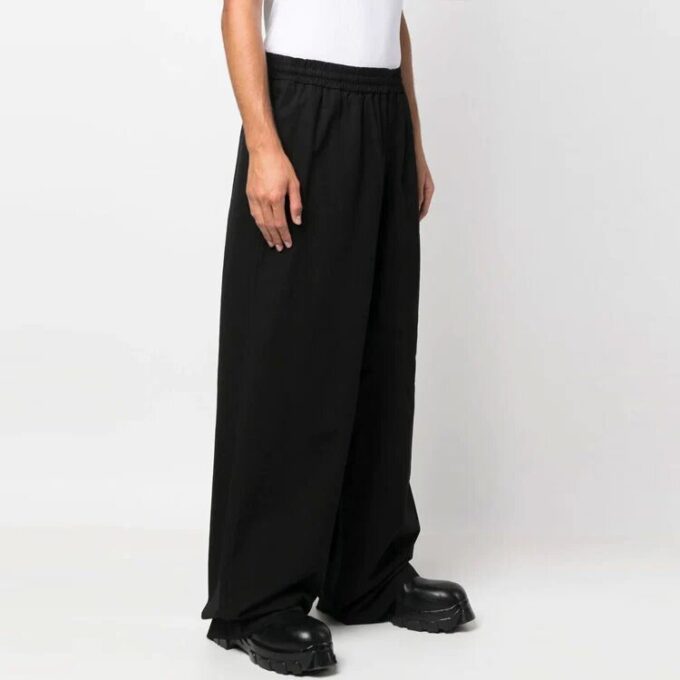 Off-White Herre FW22 ensfarget logo-brodert fritidsbukser/bukser løs passform svart