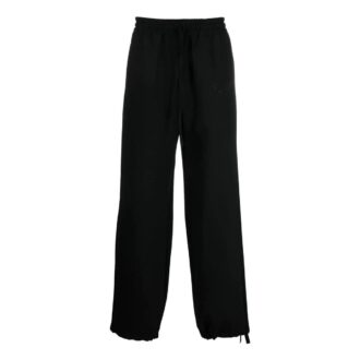 Off-White Herre FW22 Ensfarget Logo-brodert Rett Sportsbukser/Joggebukser Løs Passform Svart