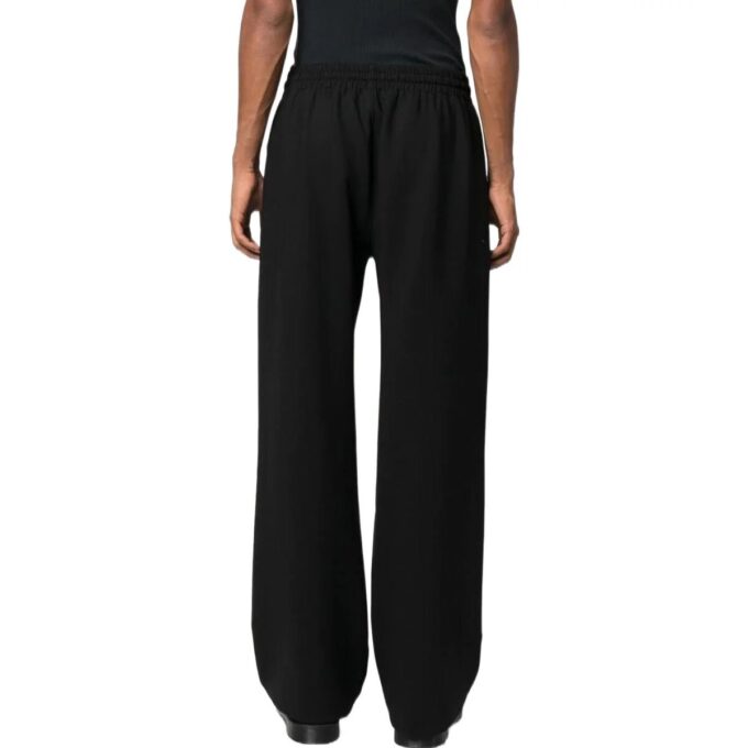 Off-White Herre FW22 Ensfarget Logo-brodert Rett Sportsbukser/Joggebukser Løs Passform Svart