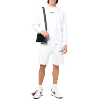 Off-White Herre FW22 Ensfarget Logo Brodert Rett Sportsshorts Vanlig versjon Hvit