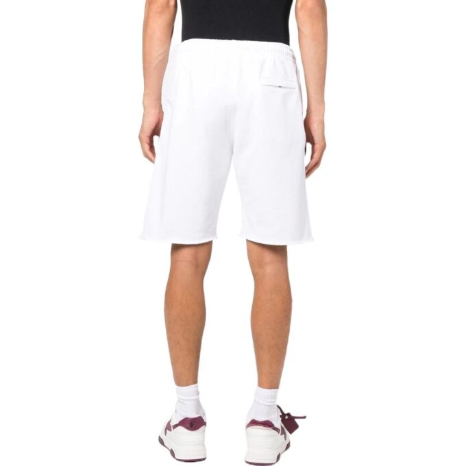 Off-White Herre FW22 Ensfarget Logo Brodert Rett Sportsshorts Vanlig versjon Hvit